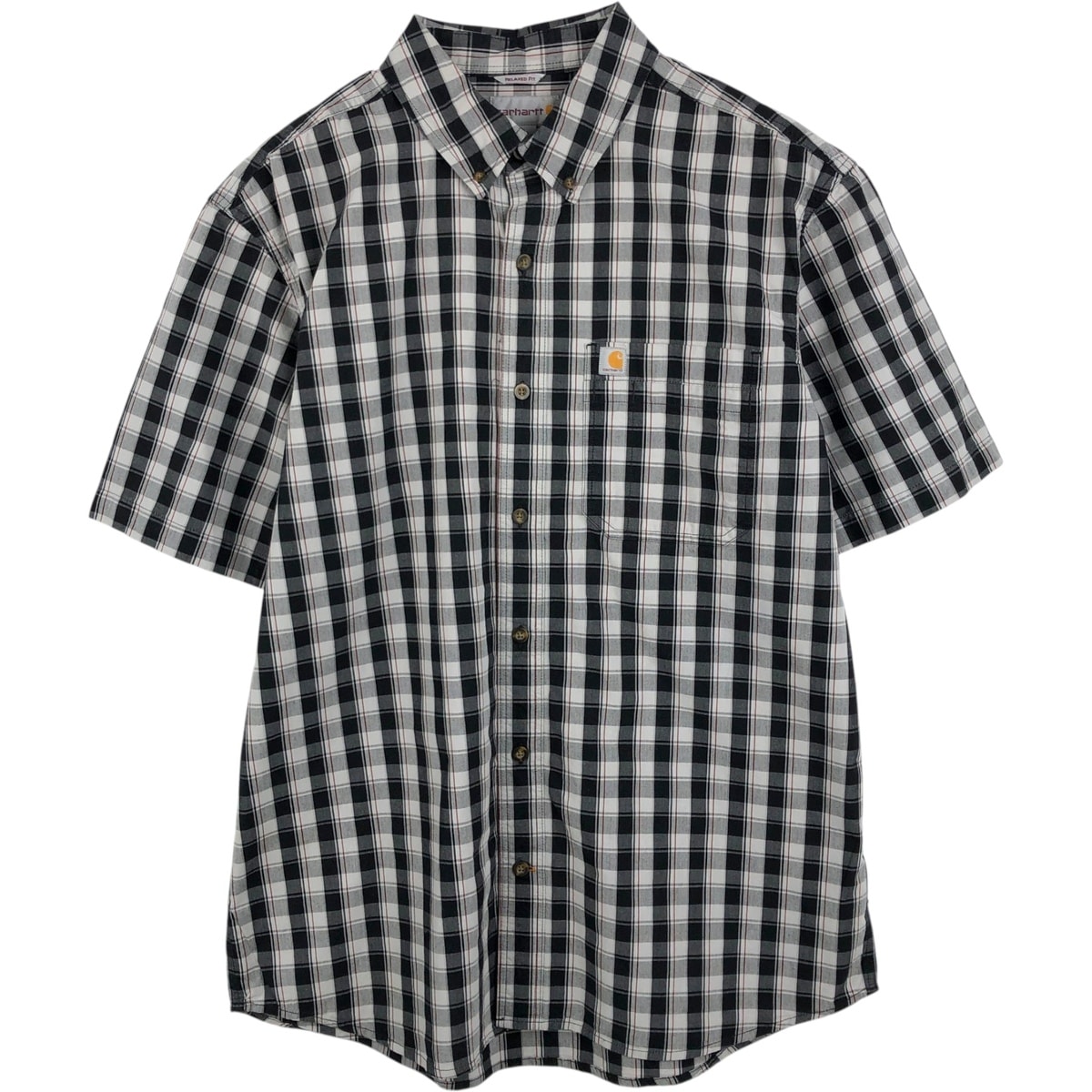 古着 カーハート Carhartt RELAXED FIT チェック柄 ボタンダウン 半袖 ワークシャツ メンズL相当/eaa655228