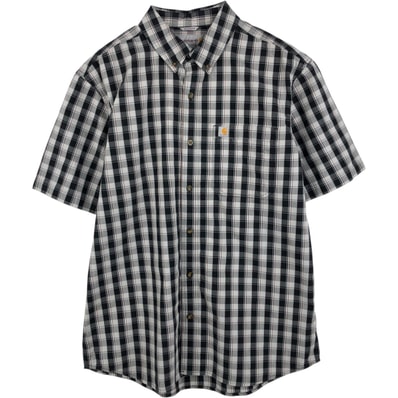 古着 カーハート Carhartt RELAXED FIT チェック柄 ボタンダウン 半袖 ワークシャツ メンズL相当/eaa655228