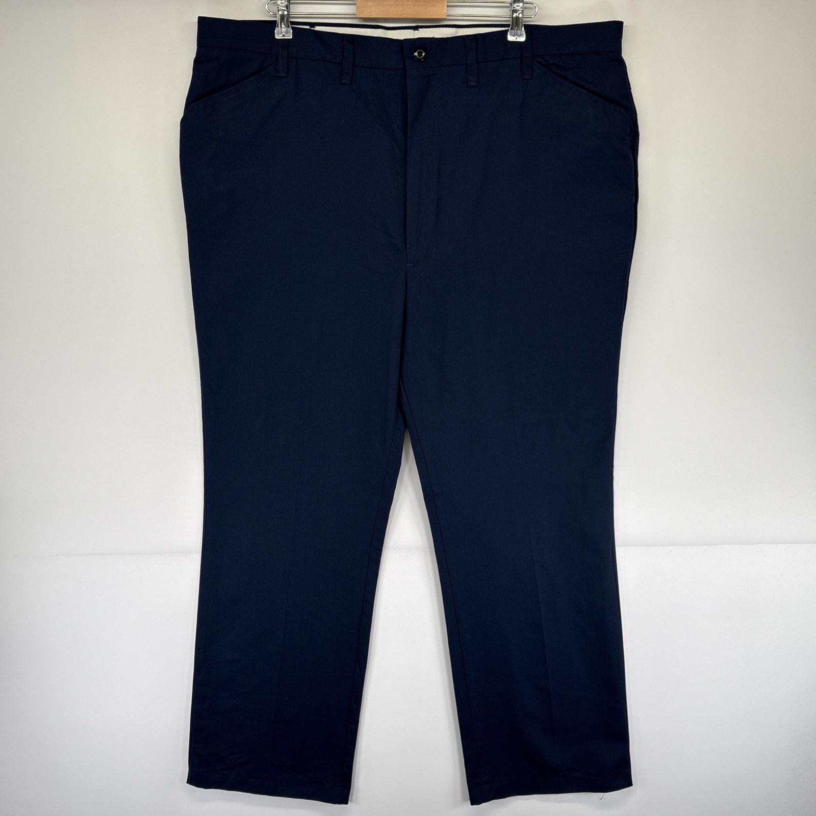 古着 レッドキャップ RED KAP ワークパンツ ワンポイントロゴ ロング丈 長ズボン チノパン 作業着 センタープレス w46 L36  ネイビー メンズ