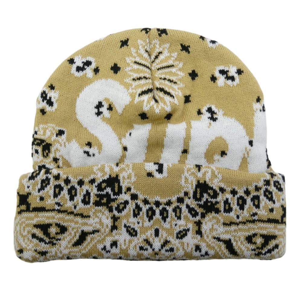 Supreme シュプリーム ニットキャップ 24AW Bandana Big Logo Beanie バンダナ ビッグロゴ ビーニー ニット帽 キャップ ベージュ系【中古】