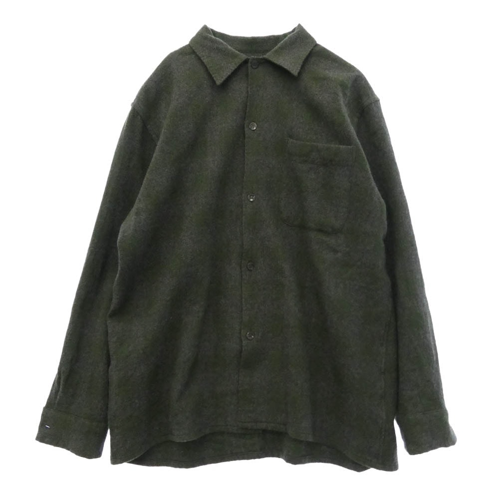 COMOLI コモリ 20AW S03-02008 カシミヤ混ウール チェック オープンカラー シャツ グレー系 1【中古】