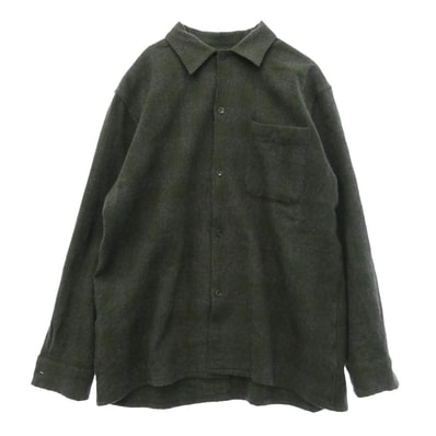 COMOLI コモリ 20AW S03-02008 カシミヤ混ウール チェック オープンカラー シャツ グレー系 1【中古】