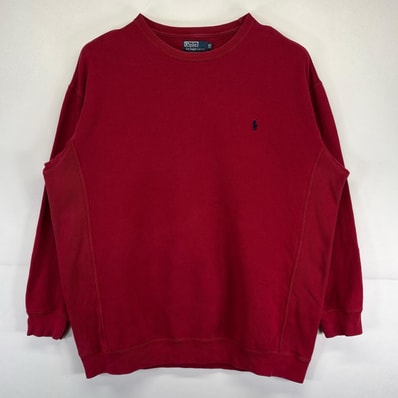 古着 ポロバイラルフローレン Polo by Ralph Lauren スウェット 大きいサイズ トレーナー クルーネック ワンポイントロゴ XLT レッド メンズ