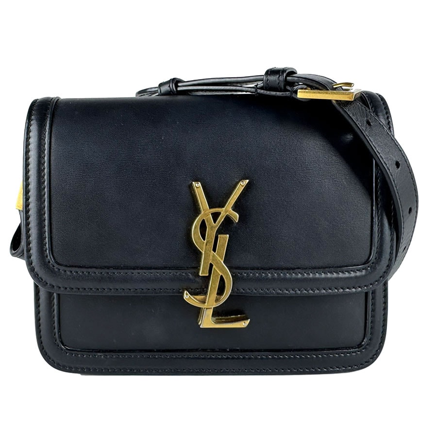 サンローラン SAINT LAURENT ショルダーバッグ レザー ブラック ゴールド レディース【中古】 z10849