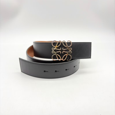LOEWE Reversible Anagram Belt "Black/Tan/Palladium"