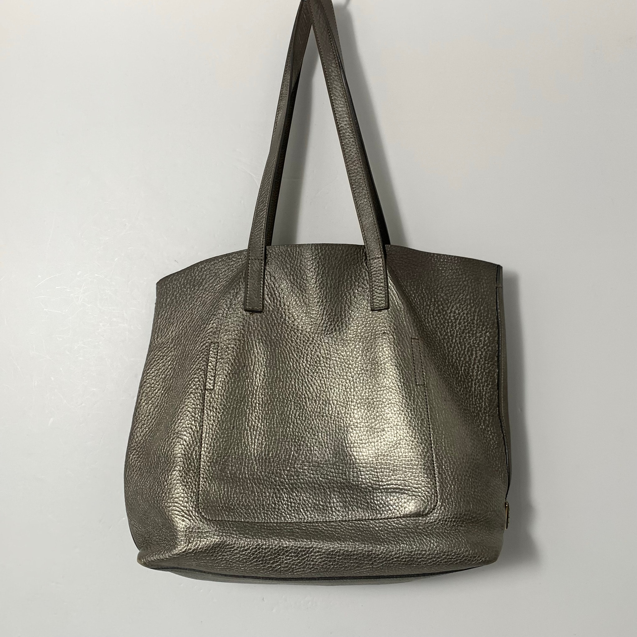 Prada Leather Tote Bag Silver