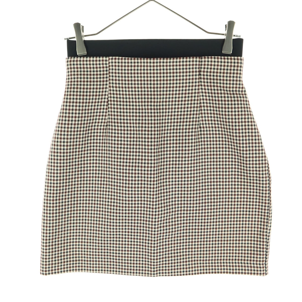 美品 ZARA ザラ チェック柄 ミニ丈 タイトスカート S ブラウン系