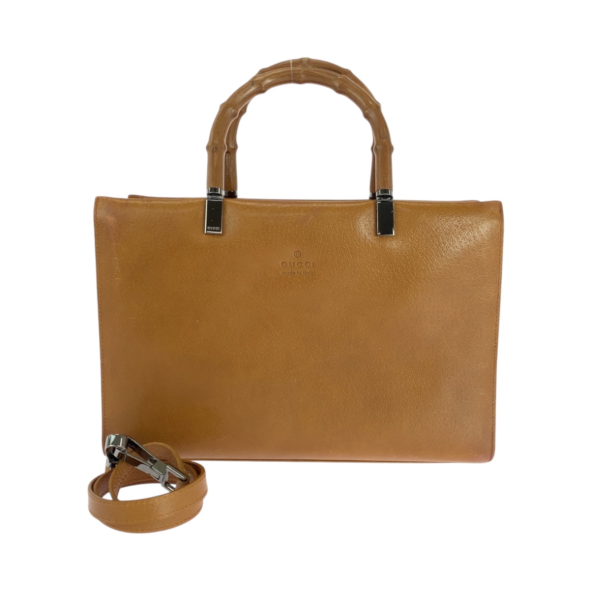 GUCCI グッチ バンブー ブラウン キャメル シルバー金具 レザー ハンドバッグ ショルダーバッグ 2way 503813 【中古】
