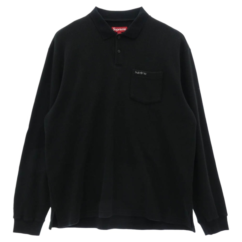 Supreme シュプリーム ポロシャツ 23AW Thermal L/S Polo サーマル ロングスリーブ 長袖 ポロシャツ ブラック系 L【極上美品】【中古】