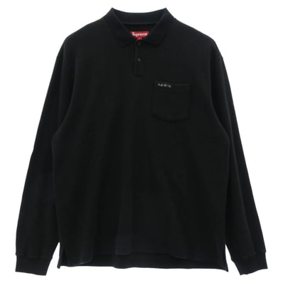 Supreme シュプリーム ポロシャツ 23AW Thermal L/S Polo サーマル ロングスリーブ 長袖 ポロシャツ ブラック系 L【極上美品】【中古】
