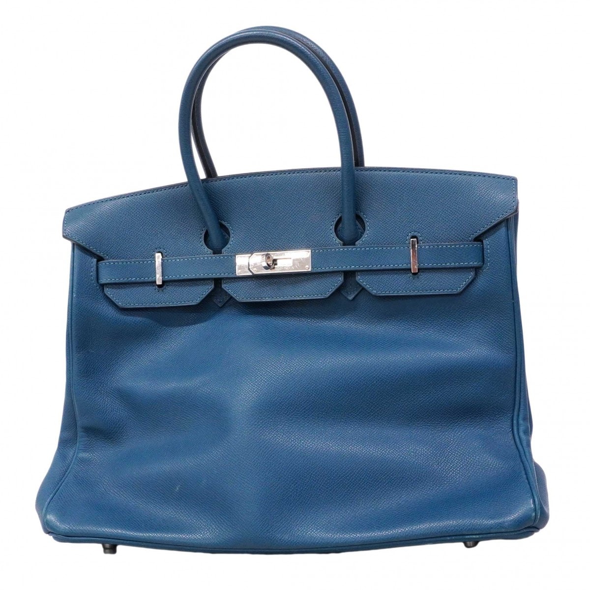 【6dc3020】エルメス ハンドバッグ バーキン35 ヴォーエプソン ブルータラサ シルバー金具 □L刻印【中古】レディース