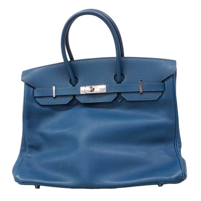 【6dc3020】エルメス ハンドバッグ バーキン35 ヴォーエプソン ブルータラサ シルバー金具 □L刻印【中古】レディース