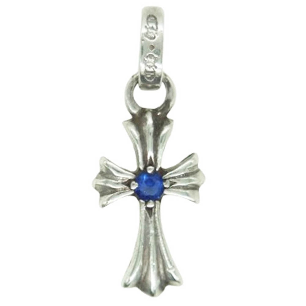 Chrome Hearts Baby Fat Cross Charm Sapphire "Silver"