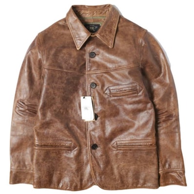 新品 RRL ダブルアールエル BRADLEY LEATHER CAR COAT レザーカーコート MNRROTW12820116 XS Brown 革ジャン フルグレイン カウハイド レザージャケット Double RL 定価385,000円 アウター