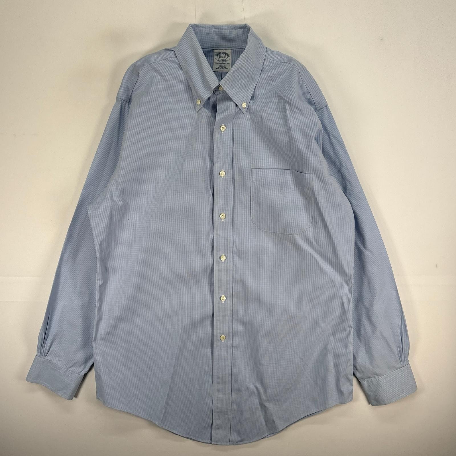 古着 ブルックスブラザーズ Brooks Brothers 長袖シャツ 胸ポケ ボタンダウン ボタンダウン M  ブルー系 チェック メンズ