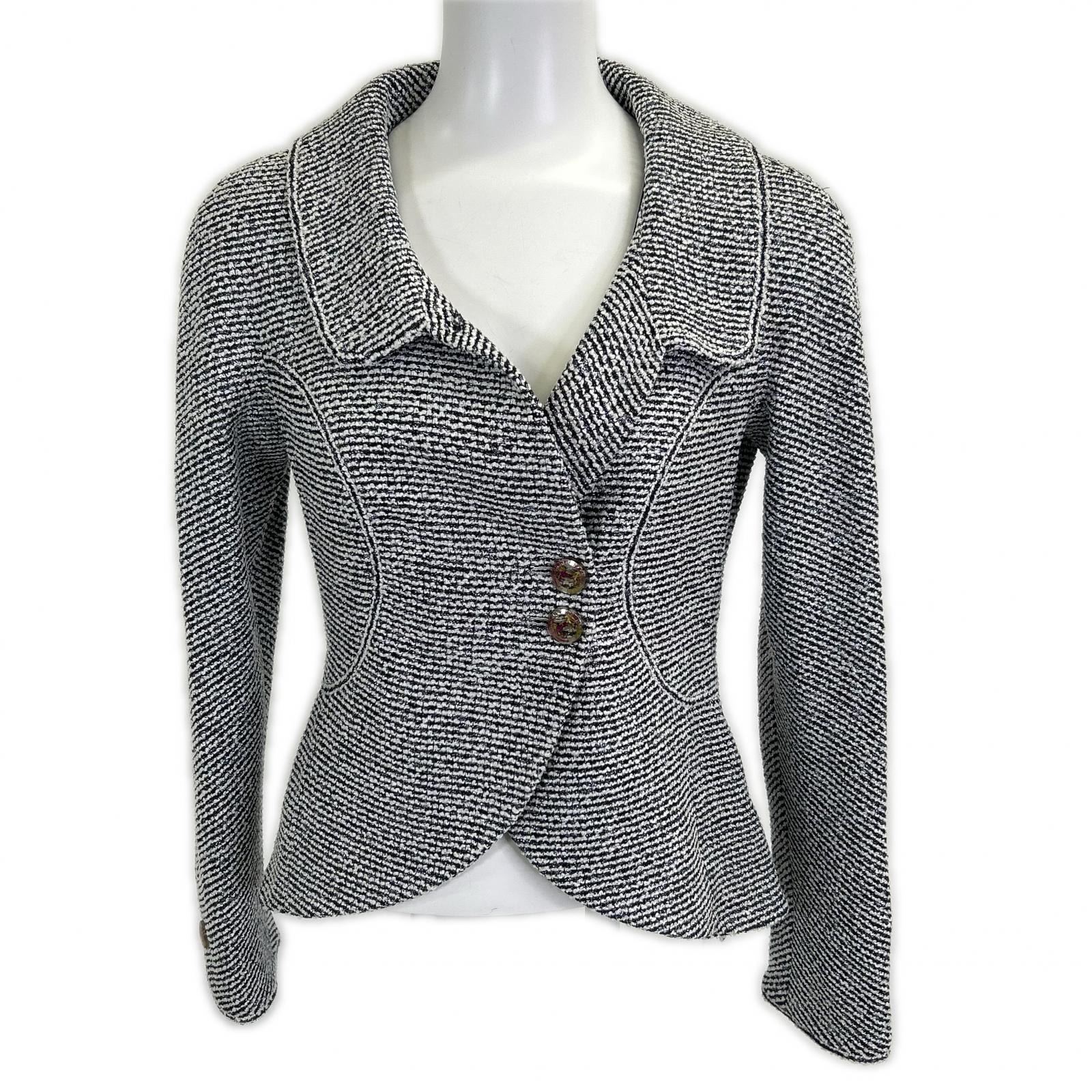 シャネル P62600 V48226 ココマーククリア釦 シルバーラメツイード ショート 34