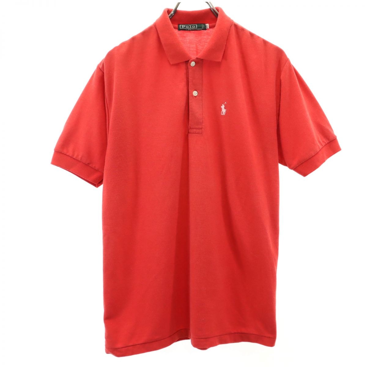Polo by Ralph Lauren ポロバイラルフローレン 80s USA製 緑タグ ヴィンテージ 半袖 ハーフボタン ポロシャツ XL レッド