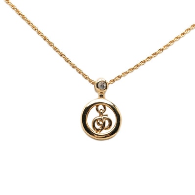 ディオール ロゴ チェーン ペンダント ネックレス ゴールド メッキ ラインストーン レディース Dior 【中古】
