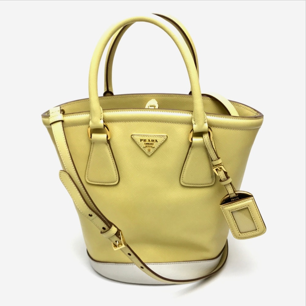 プラダ PRADA サフィアーノリュクス B2442B カバン 2WAY ショルダーバッグ レザー イエロー