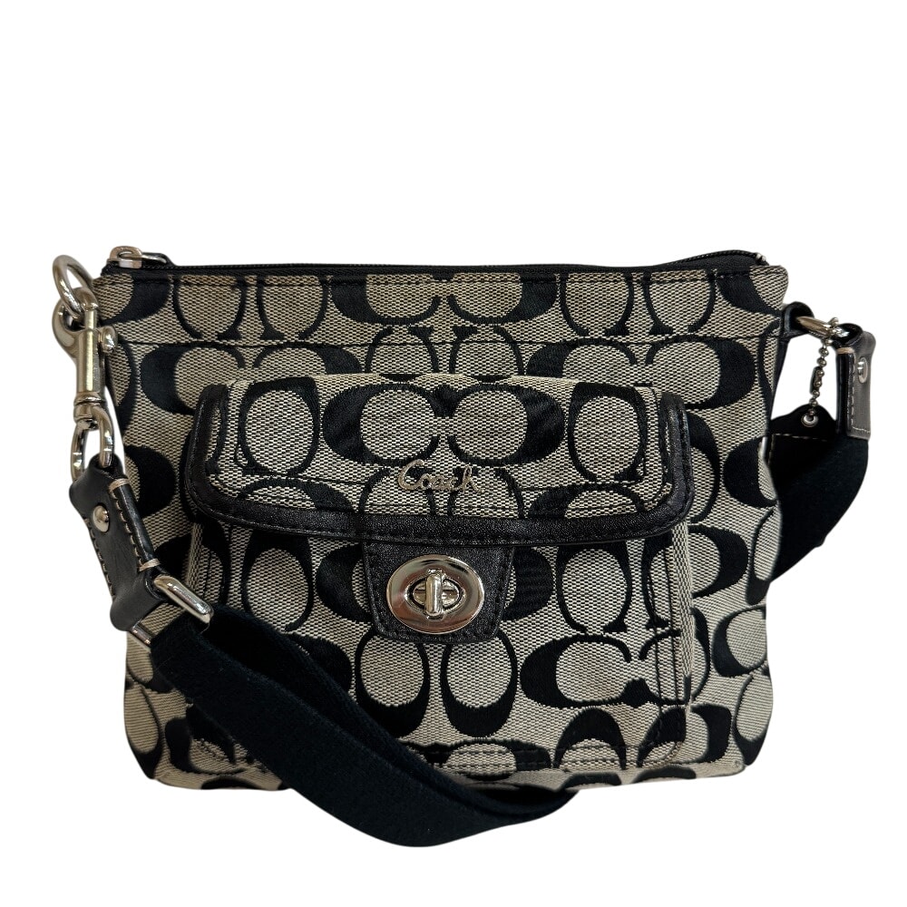 コーチ COACH ショルダーバッグ シグネチャー ターンロック ブラック