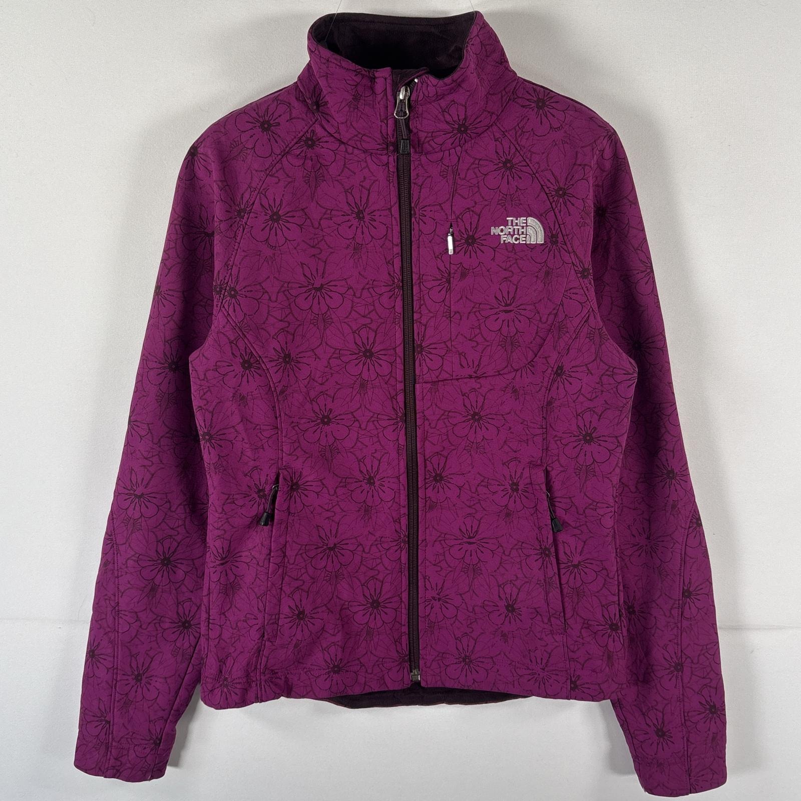 古着 ザ・ノースフェイス THE NORTH FACE ナイロンジャケット シェルジャケット フルジップ 花柄 ワンポイント XS パープル 総柄 レディース