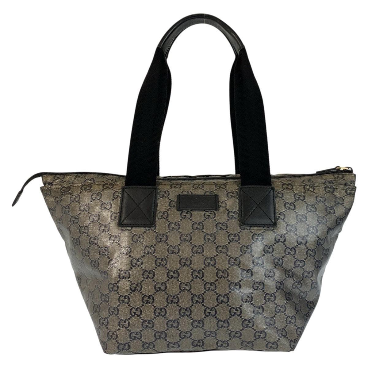 GUCCI グッチ GGクリスタル グレー ブラック 黒 PVC トートバッグ ショルダーバッグ 601200 【中古】