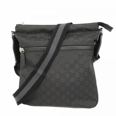 【6dd4410-k】グッチ ショルダーバッグ GGナイロン 509639 ナイロン ブラック シルバー金具【中古】レディース