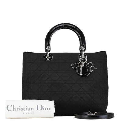 ディオール カナージュ レディディオール ハンドバッグ ショルダーバッグ 2WAY ブラック コットン レザー レディース Dior 中古