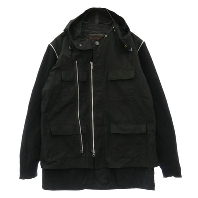 UNDERCOVER アンダーカバー 04AW B254-B16 but期 カシミヤ切替 リップストップ レイヤード ブルゾン フード付き ジャケット ブラック系 L【中古】