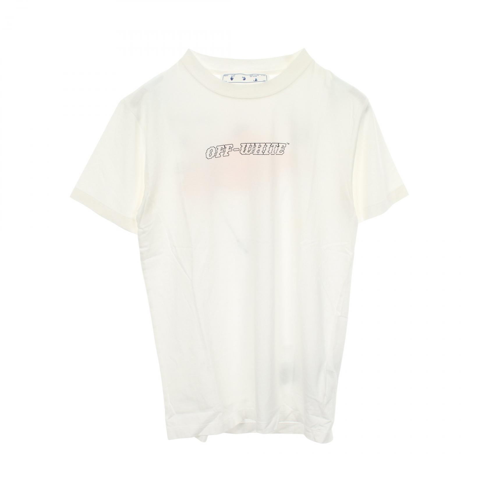 オフホワイト OFF-WHITE ロゴプリント 半袖Tシャツ 衣料品 トップス コットン メンズ ホワイト系 【中古】