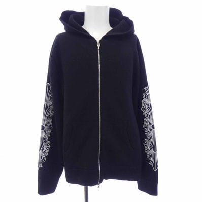 Chrome Hearts Cashmere Floral Cross Dagger & Cross Ball Zip Up Hoodie "Black"