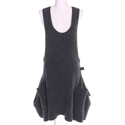 極美品 ルイヴィトン 変形 リブニット ワンピース チャコールグレー XS