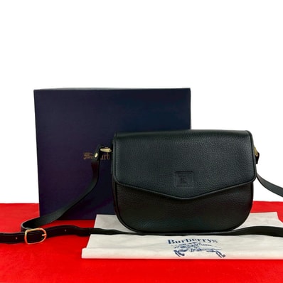 BURBERRY バーバリー シャドーホース ロゴ ノバチェック レザー ショルダーバッグ ブラック
00191
