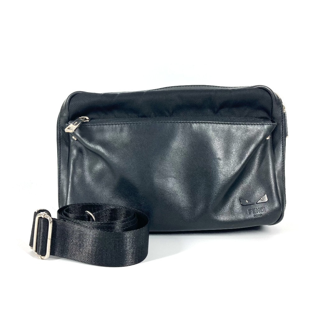 フェンディ FENDI ンスターアイ ロゴ FANTASTIC  7VA411 斜め掛け カバン ハンドバッグ ポシェット ショルダーバッグ ナイロン ブラック
