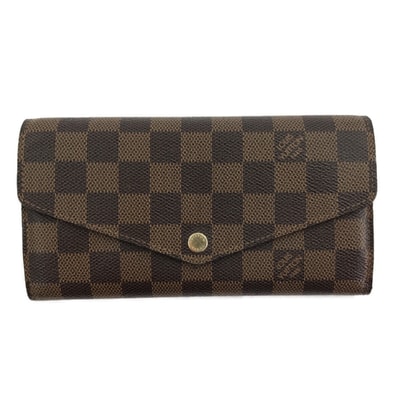 ##LOUIS VUITTON ルイヴィトン 長財布 ポルトフォイユ サラ ダミエ エベヌ N63209 ポケット反り・ホック破損有