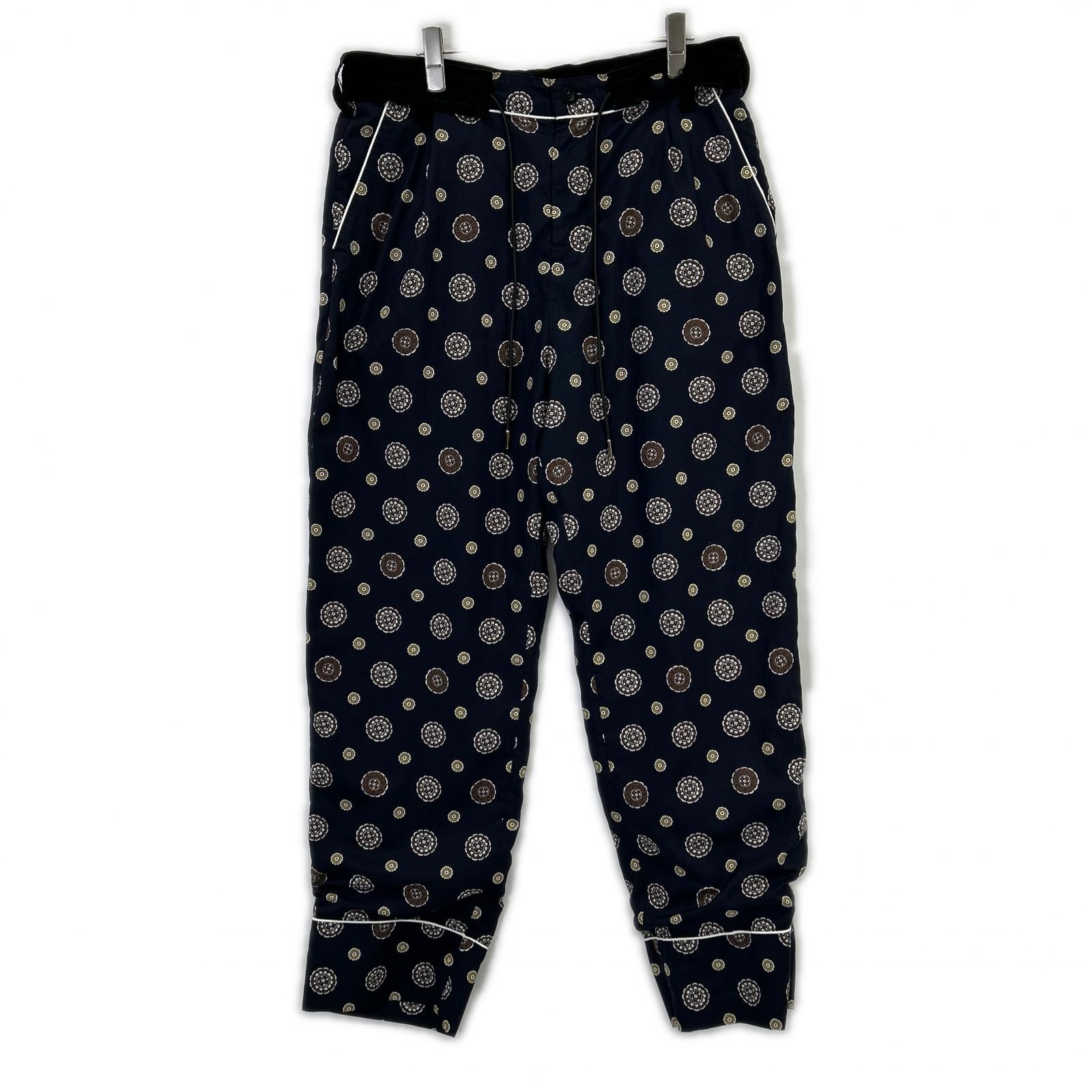 サカイ 21-02538M 総柄 ベロア切替イージーパンツ 3