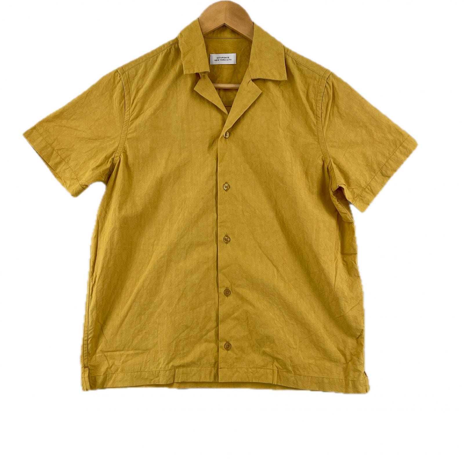 美品 SATURDAYS NEW YORK CITY サタデーズニューヨークシティ 無地 春夏 SS 半袖シャツ コットン マスタード メンズ【古着】【中古】