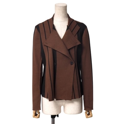 ■美品■ISSEY MIYAKE A-POC INSIDE イッセイミヤケ エイポック インサイド ジャケット サイズ2 ニットジャケット ストライプ柄 ブランド古着【中古】20250630/RA5314