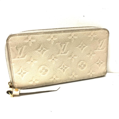 ルイヴィトン LOUIS VUITTON ポルトフォイユ・スクレット ロン M93437 アンプラント ラウンドファスナー 長財布 モノグラムアンプラントレザー ネージュ ホワイト