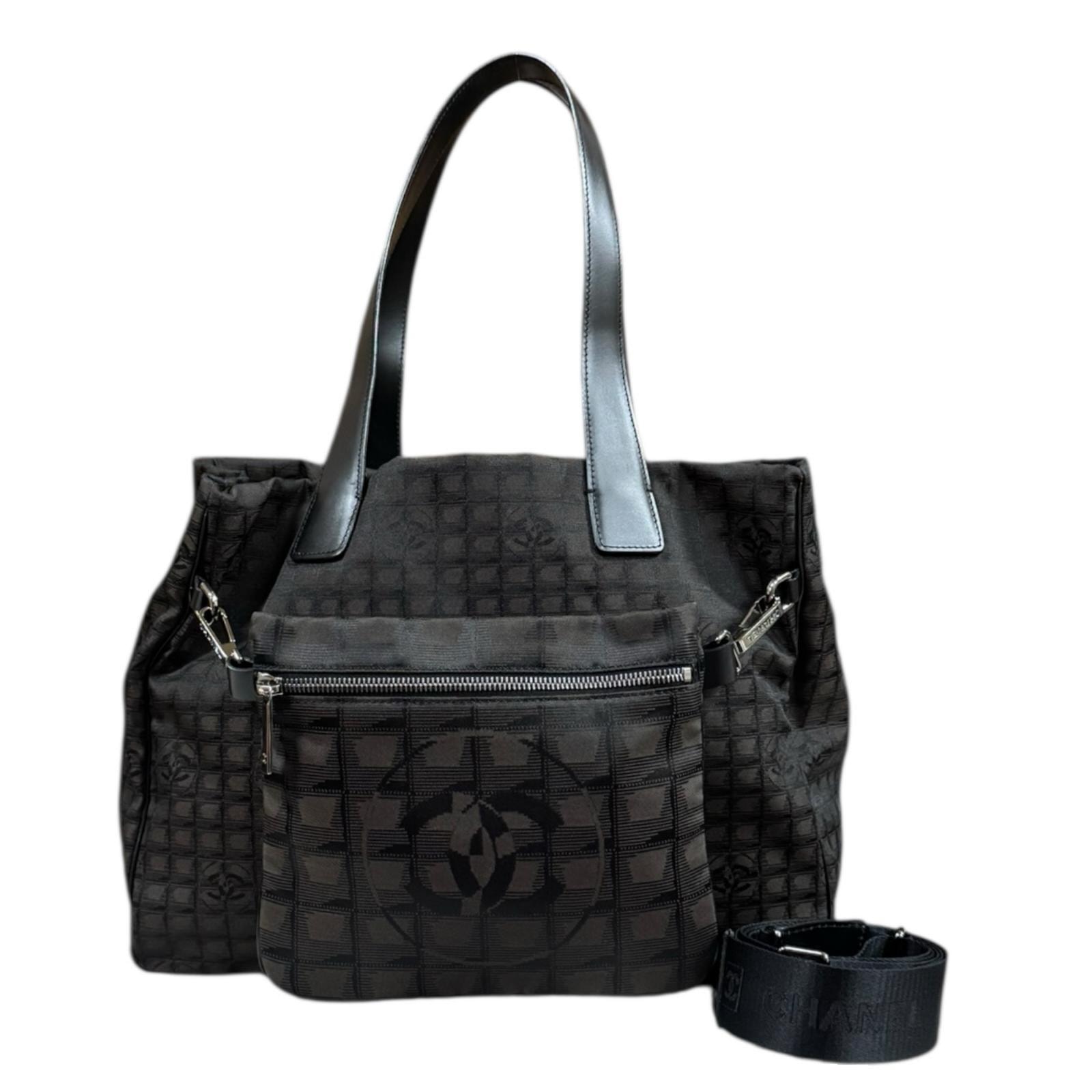 シャネル ニュートラベル トートバッグ ナイロンジャガード A26156 ブラウン レディース CHANEL  中古