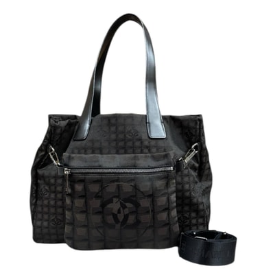 シャネル ニュートラベル トートバッグ ナイロンジャガード A26156 ブラウン レディース CHANEL 中古