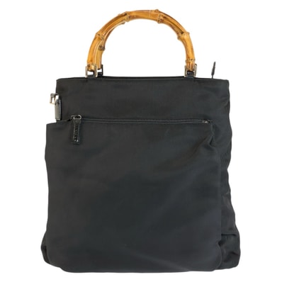 GUCCI グッチ バンブー ブラック 黒 ナイロン ハンドバッグ 604211 【中古】