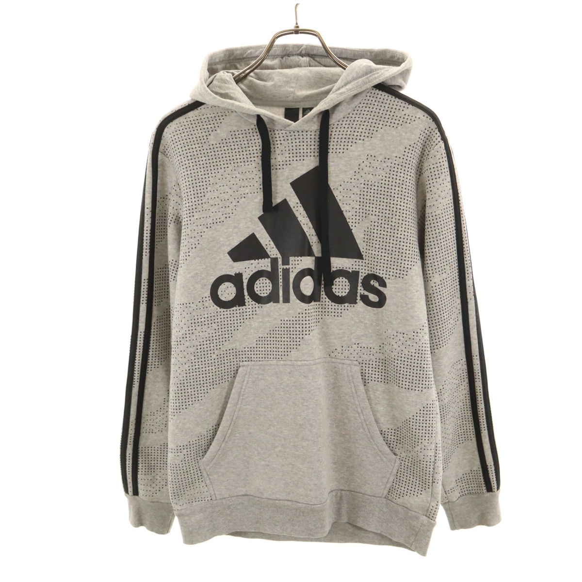 adidas アディダス 長袖 スウェットパーカー L グレー 裏起毛