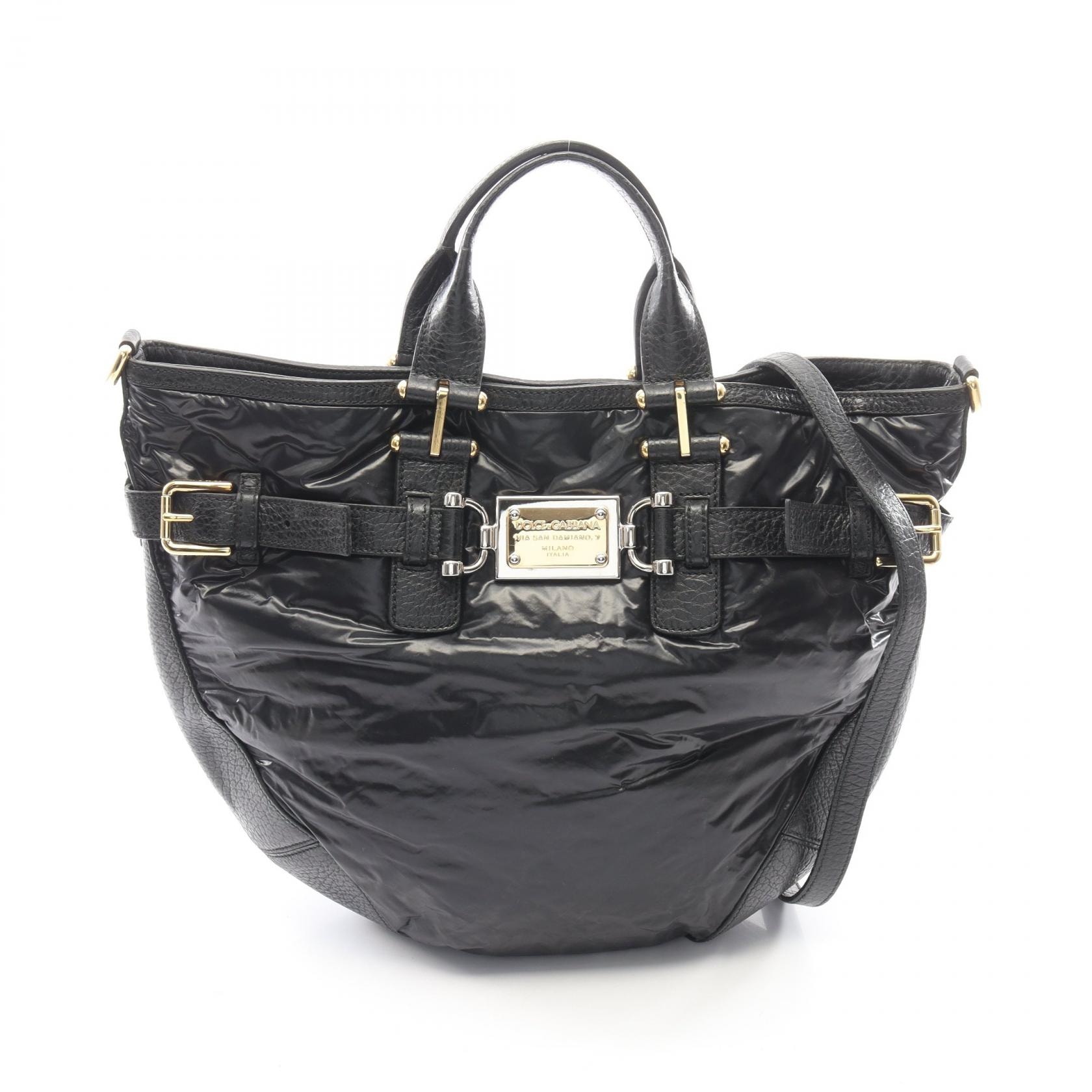 ドルチェアンドガッバーナ DOLCE & GABBANA 2WAY トートバッグ バッグ レザー レディース ブラック系 【中古】