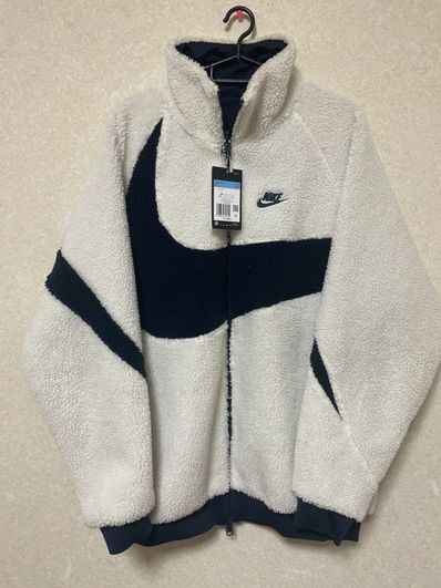 Nike Big Swoosh Reversible Boa Jacket "Sail/Dark Obsidian"