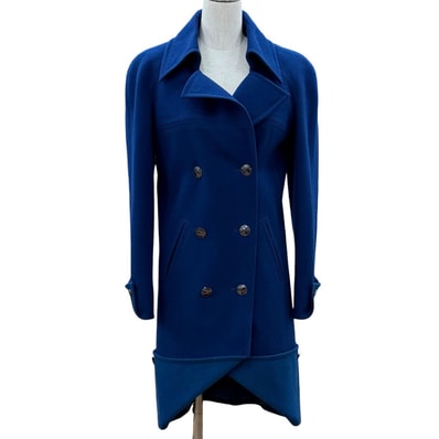 極美品 シャネル コート ブルー レディース 36 P46965