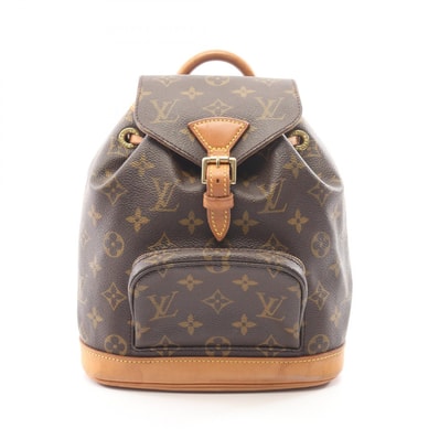ルイ・ヴィトン LOUIS VUITTON ミニモンスリ モノグラム リュックサック バックパック バッグ PVCコーティングキャンバス レザー レディース ブラウン系 M51137 【中古】