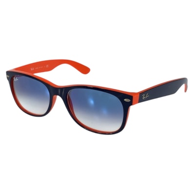 美品 Ray-Ban レイバン ニューウェイファーラー ミラーレンズ ネイビー オレンジ シルバー金具 プラスチック サングラス メガネ 男女兼用 スクエア 600465 【中古】