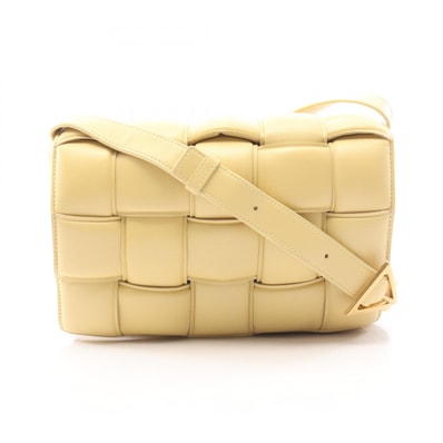 ボッテガヴェネタ BOTTEGA VENETA パデッド カセット ショルダーバッグ バッグ レザー レディース イエロー系 【中古】