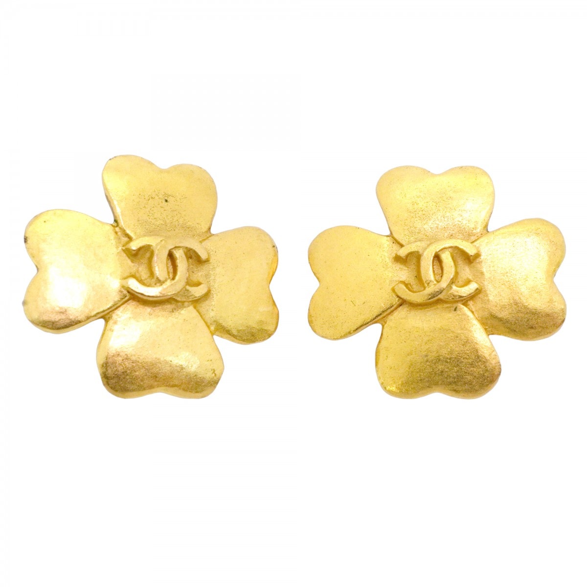 【6jdb0095-k】シャネル イヤリング ヴィンテージ ココマーク クローバーモチーフ GPメッキ ゴールド【中古】レディース